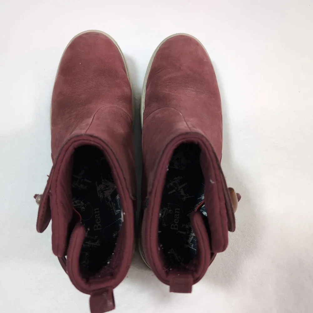 LL Bean Mountainside Toggle Boots Women 9 Red Nubuck Leather 507151 Pull On Ankl